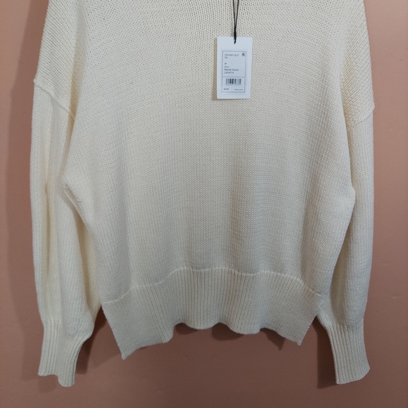 NWT Theory Chunky Knit Slit Pullover Sweater Ecru Medium - Picture 7 of 9